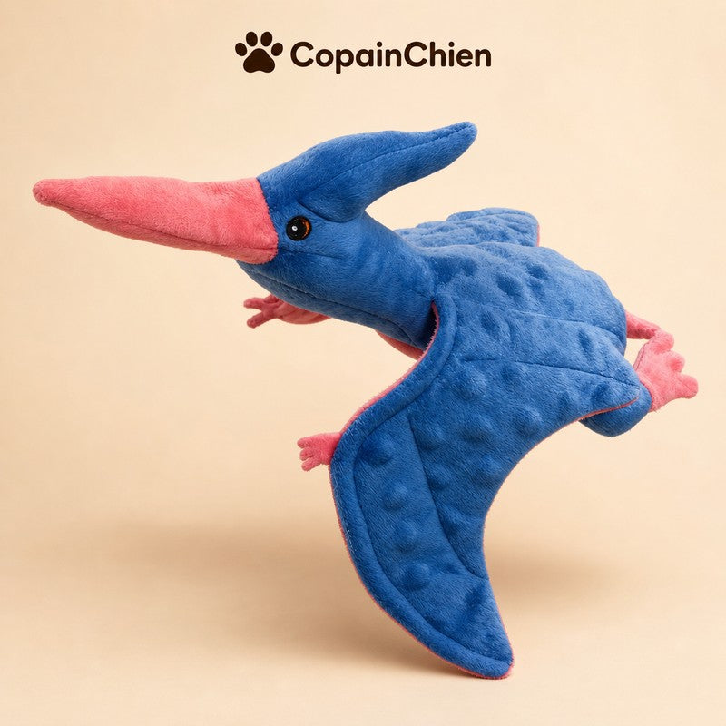 jouet peluche couineur chien dinosaure vert CopainChien