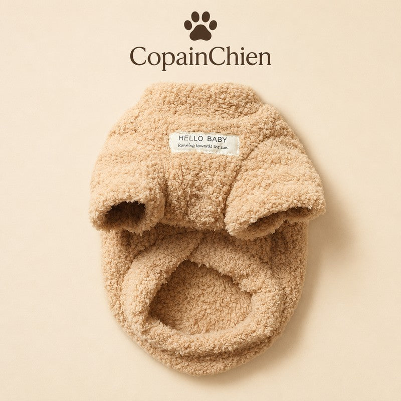 manteau peluche petit chien jaune CopainChien